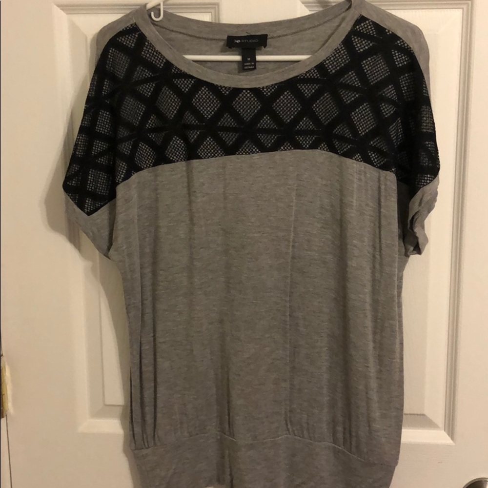 Dressy/Casual grey with black detail  top